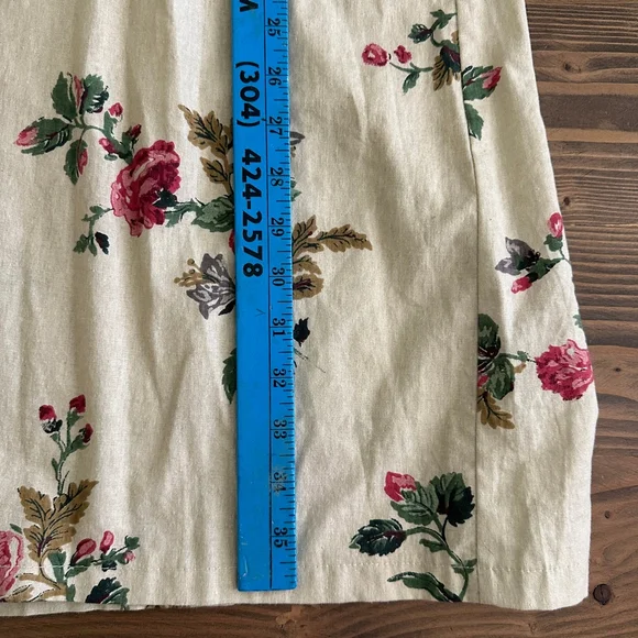 Handmade Women’s Floral Robe Linen Blend Tan/Red Size M Wrap Belted Kimono Style - Picture 10 of 10